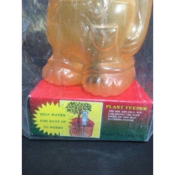 Vintage Automatic Plant Watering Feeder Orange Gummy Bear Plastic In Package - Picture 3 of 7